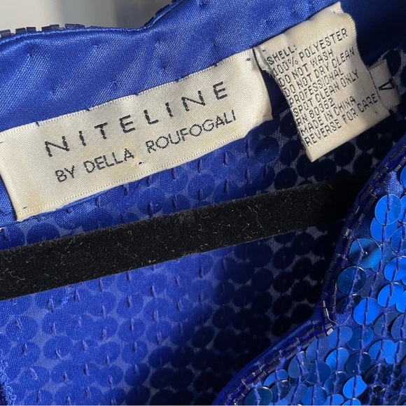 Vintage Niteline by Della Roufogali Sapphire Blue Sequin Dress - 4 - Picture 5 of 10